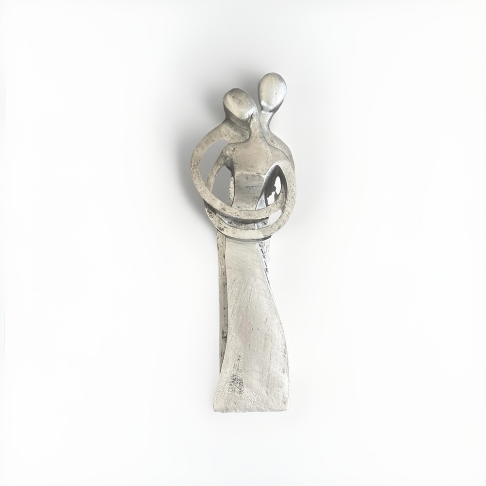 Abstract Figure Sculpture Modern Family  Art Husband embraces Wife Marriage 12in